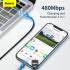Baseus Cafule Series Type-C to Lightning Cable - 20W PD Fast Charge & 480Mbps High-Speed Data Transfer, Nylon Braided, 1M - Black